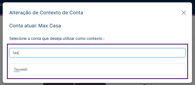 Como buscar e selecionar outra conta